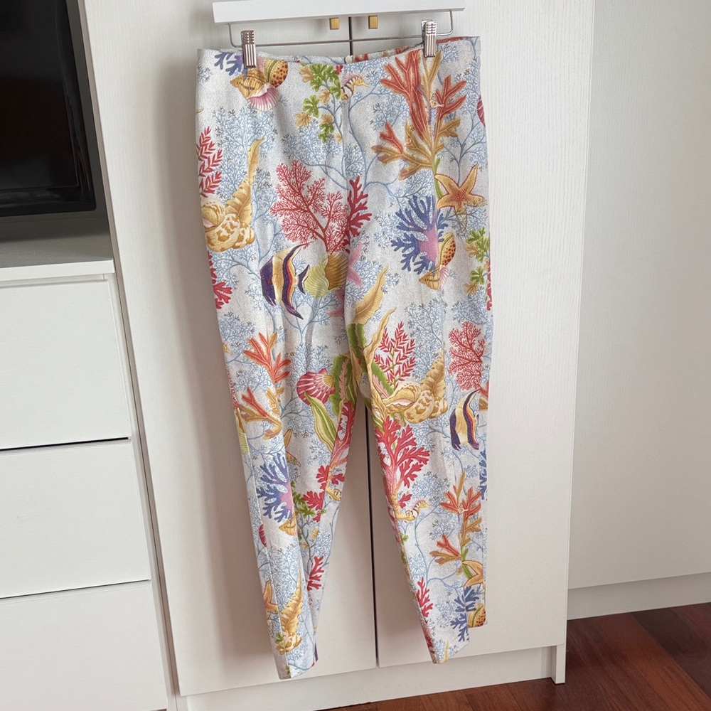 Vintage ocean fish Patterned Ankle Pants
